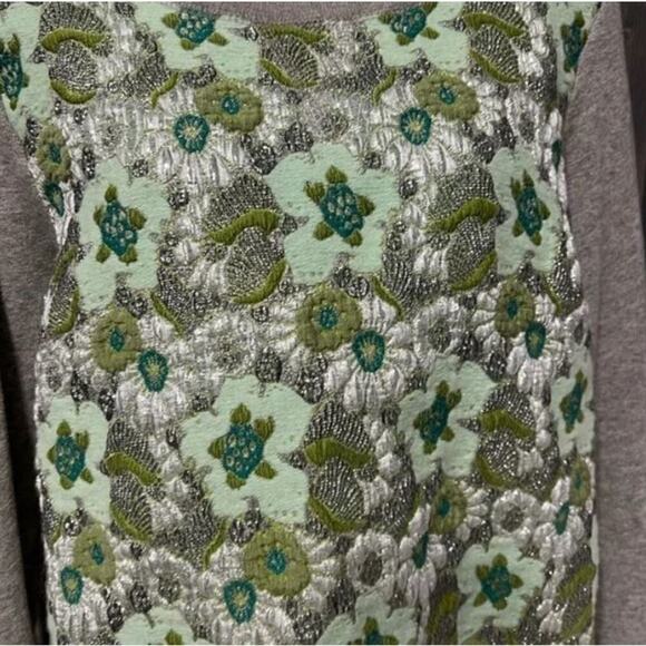 J. Crew Gray Sea Green Floral Brocade Crewneck Longsleeve Wool Sweatshirt Small - Picture 3 of 5